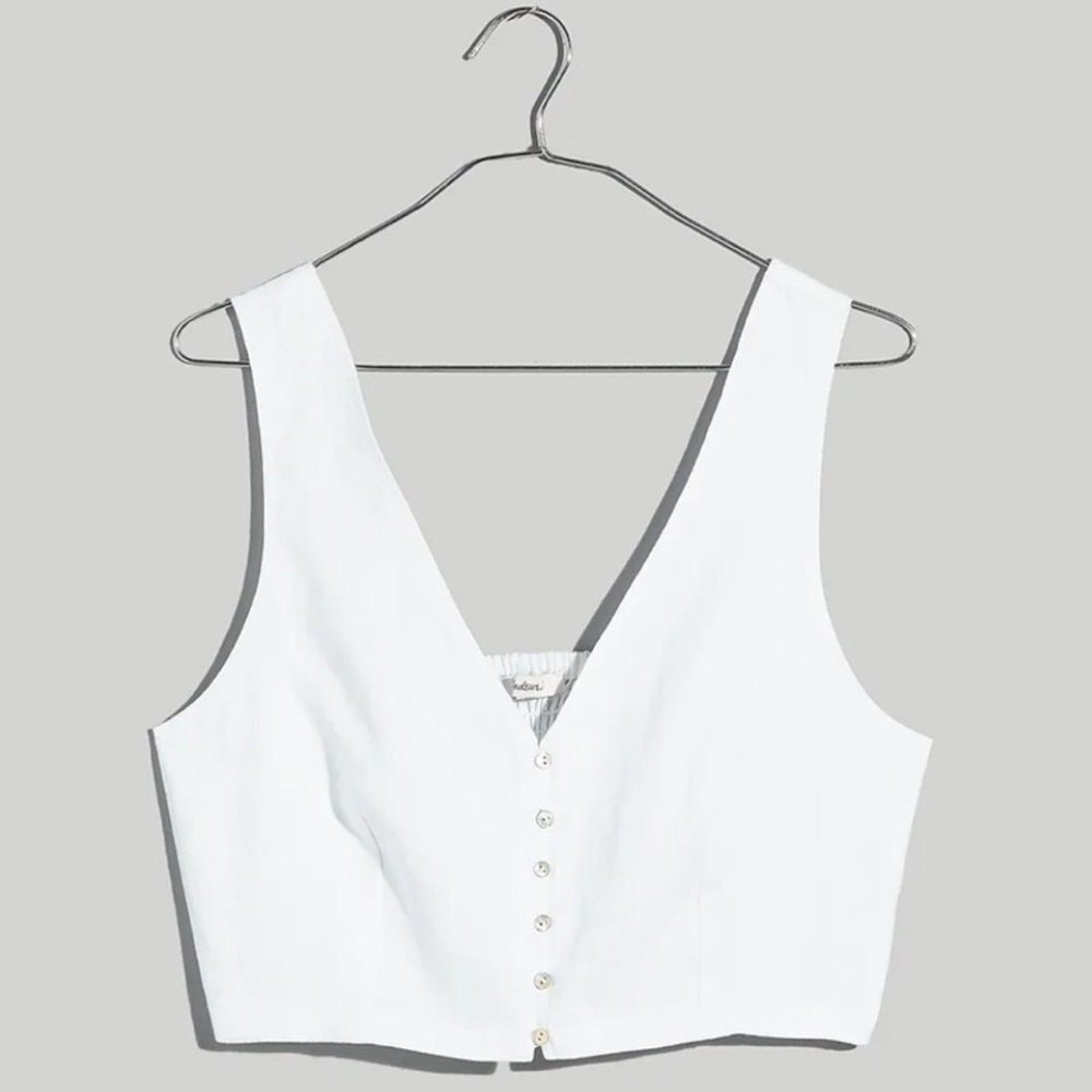 Madewell Gwen Crop Top Linen Vest🌿 - Picture 3 of 16